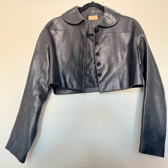 Alaia Black Leather Cropped Jacket size FR 40 - Picture 5 of 16